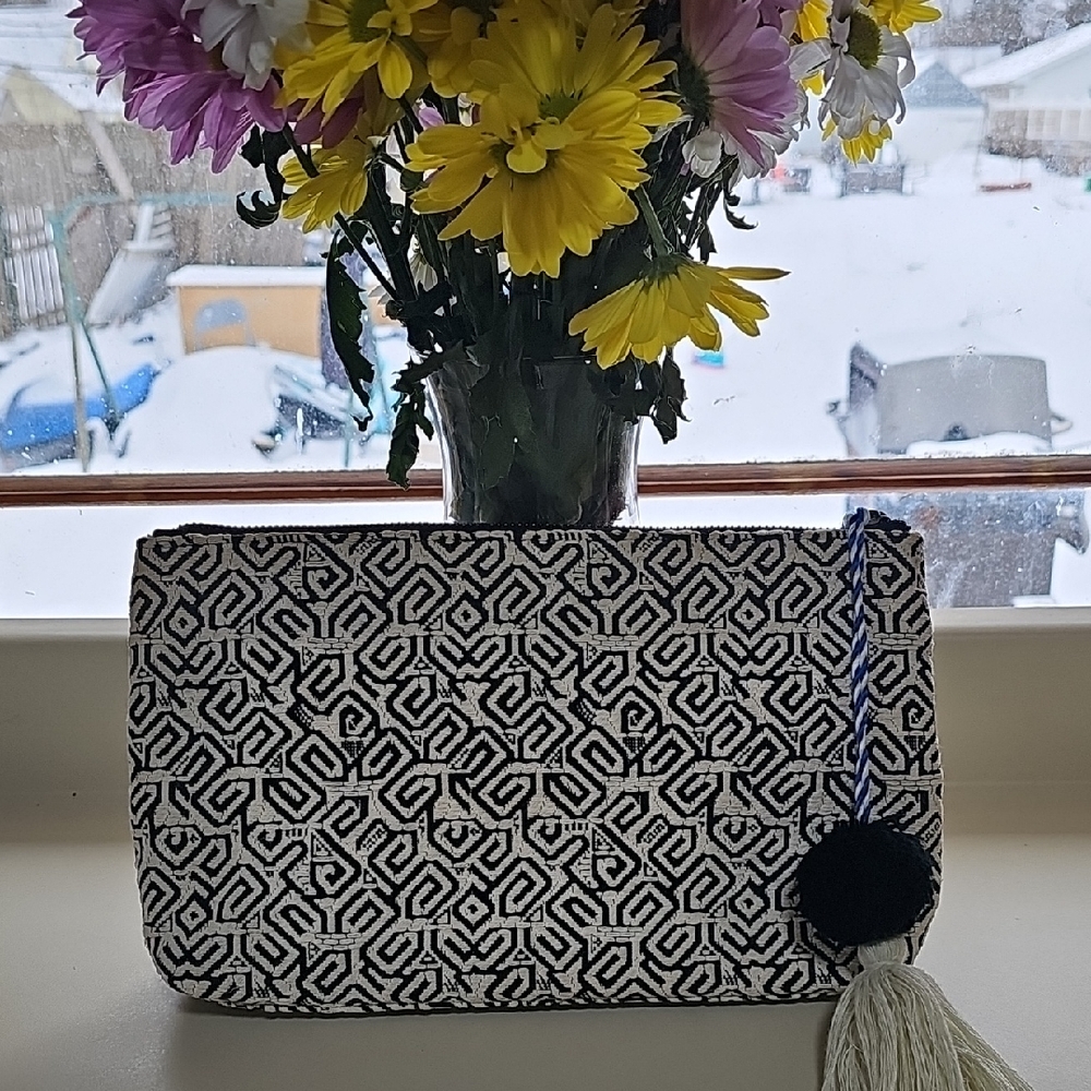 Express Black and White Patterned Clutch